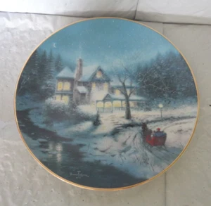 Thomas Kinkade - Moonlit Sleigh Ride - Yuletide Memories - Collectible Plate - Imagen 1 de 2