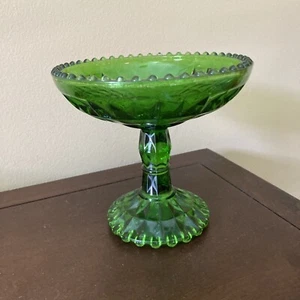 Green Depression Glass Compote - Picture 1 of 8