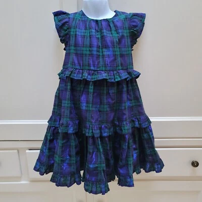 NUEVO CON ETIQUETAS J Crew Crewcuts Niñas Vestido con Volantes Brillo Reloj Negro Cuadros 4 5 6 7 NUEVO Foto 1 de 4