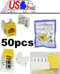 Lot50pcs/pack Cat5e RJ45 Keystone Network 10/100/1000 Jack/Port 110Punch {YELLOW - Picture 1 of 1