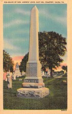 Salem, Va Sepultura Virginia ~ Gen Andrew Lewis ~ East Hill Cemitério c1940's Cartão Postal