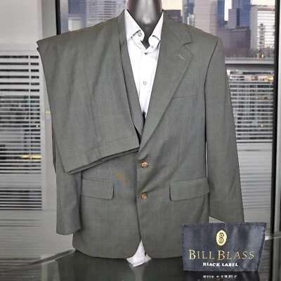 Traje Bill Blass 2 piezas para hombre 40R 32X31 lana a cuadros verde Foto 1 de 4