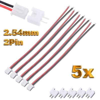 ✅ 5 Set 2Pin Mini JST XH 2.5mm 2.5 Stecker 15cm Kabel + Buchse XH Micro JST ✅ - Bild 1 von 4