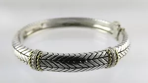 Bracciale GJI Designer Argento Sterling Oro Giallo 14k Diamanti Naturali Cerniera 7In - Foto 1 di 16