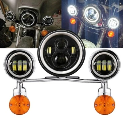 Faro LED de 7 pulgadas y barra de luces de paso de 4,5" para Kawasaki Vulcan VN 500 750 Foto 1 de 4