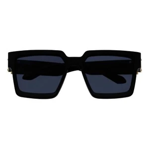 TWO BILLION - Large Fashion Square Horn Rimmed Sunglasses Gloss Black-Gold Smoke - Picture 1 of 10