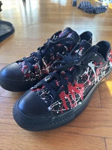 Size 7 - Converse Chuck Taylor All Star Low 'Black' Custom Painted - Picture 1 of 10