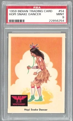 1959 Indian Trading Card #54 Hopi Snake Dancer PSA 9 Mint 22856254 - Image 1 of 2