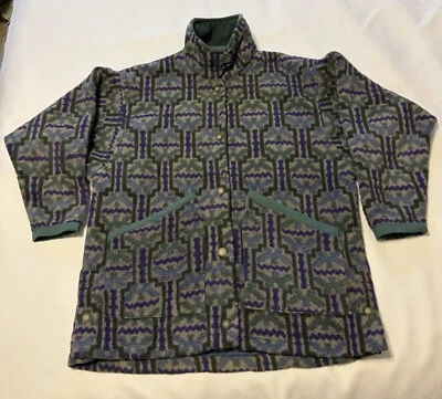 Vintage 90s Patagonia Tehuelche: Charcoal Fleece Patterned Barn Coat Unisex - Image 1 of 4