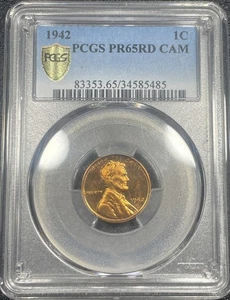 1942 Lincoln Wheat Cent 1c PCGS PR65RD CAM Cameo - Picture 1 of 5