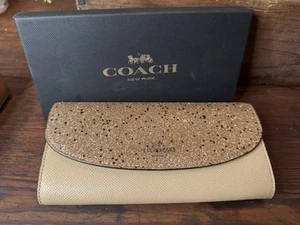 NWT~Coach~Star Glitter Slim Envelope Wallet~Gold~Leather~Large~F38692~NIB - Picture 1 of 8