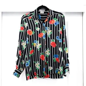Blusa ESCADA Mediana 100% Estampado Seda Vintage Años 80 - Imagen 1 de 9