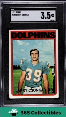1972 NFL Football Larry Csonka 3.5 SGC Graded - Topps 3.5 Dolphins - Image 1 of 2