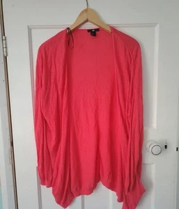 H&M Light Viscose Linen Long Cardigan Hot Pink 12-14 - Picture 1 of 5