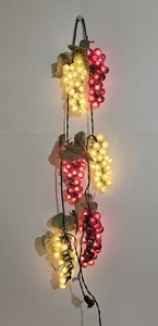 1 Set Tuscany Grapes 6 Cluster Lights In/Outdoor Red And Green 7'ft. Rubber - Picture 1 of 10