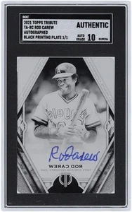 Rod Carew Angels Signed 2021 Topps Tribute Printing Plate #TA-RC 1/1 SGC 10 Card - Picture 1 of 3
