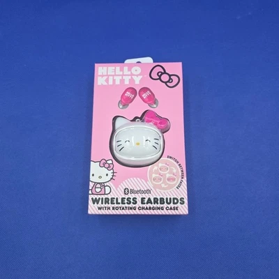 Fones de ouvido sem fio Bluetooth Sanrio Hello Kitty com estojo de carregamento facial rotativo novo na caixa - Imagem 1 de 4