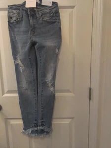 Kancan youth jeans, unique style, frayed at the ankles, size 7 27 waist - Picture 1 of 5