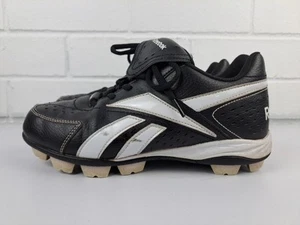 Reebok Shoes Mens US7.5 Baseball Cleats Black Faux Leather Round Toe Lace Up - Picture 1 of 6