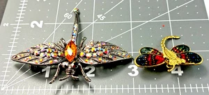 Vintage Dragonfly Brooch`s Rare Jazzy Glitter 60s Stunning cut Stones Sparkle PP - Picture 1 of 4