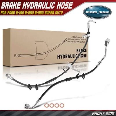 2 передних левых и правых тормозных гидравлических шланга для Ford E-150 E-250 E-350 Super Duty - Изображение 1 из 4
