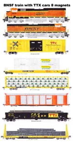 Caja de riel BNSF TTX, tren de carga Gon ferroviario 8 imanes Andy Fletcher - Imagen 1 de 1