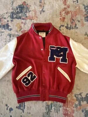 Chaqueta De Colección DeLong Varsity 1992 Mc Clintock Para Hombre Rojo Blanco Lana Cuero EE. UU. Foto 1 de 4