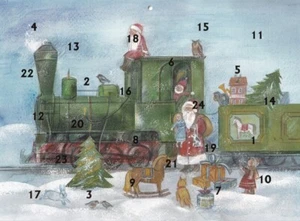 Nostalgischer Adventskalender A4 Weihnachtsmann Weihnachtszug - Bild 1 von 1