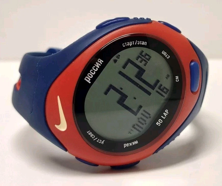 Nike Triax Speed 50 Lap Russia Track & Field Red/Blue Digital Sport Watch WL0011 - Image 1 of 4