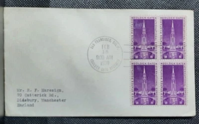 (USA-241) USA 1939 FDC with block of 4 SG849 Golden Gate Int Exn, San Francisco. - Image 1 of 2