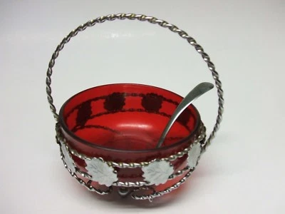 Plato de azúcar decorativo clásico hecho en Inglaterra con cuchara placa de cromo inoxidable Foto 1 de 4