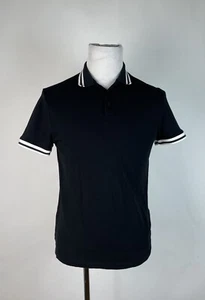 ASOS Design - contrast tip trim men's black Cotton muscle fit polo shirt Medium - Picture 1 of 9