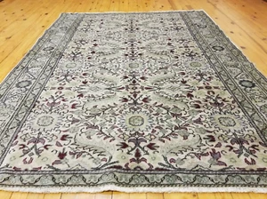 Beautiful Sage Green Dye Vintage 1950-1960s Wool Pile Bunyan Rug 4’8”x 6’1” - Picture 1 of 11