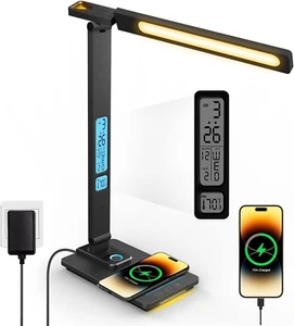 LED Desk Lamp with Wireless Charger: Desk Lamps for Home Office Bedroom, 5 Color - Picture 1 of 10