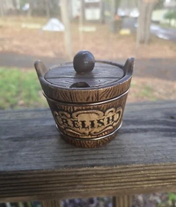 Treasure Craft Barrel Relish Jar/Crock With Copper Rings 4"W x 3-1/2"H - Picture 1 of 9