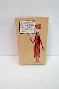 BURN THE CANDLE WOODEN STAMP BY STAMPS HAPPEN INC - Picture 1 of 3