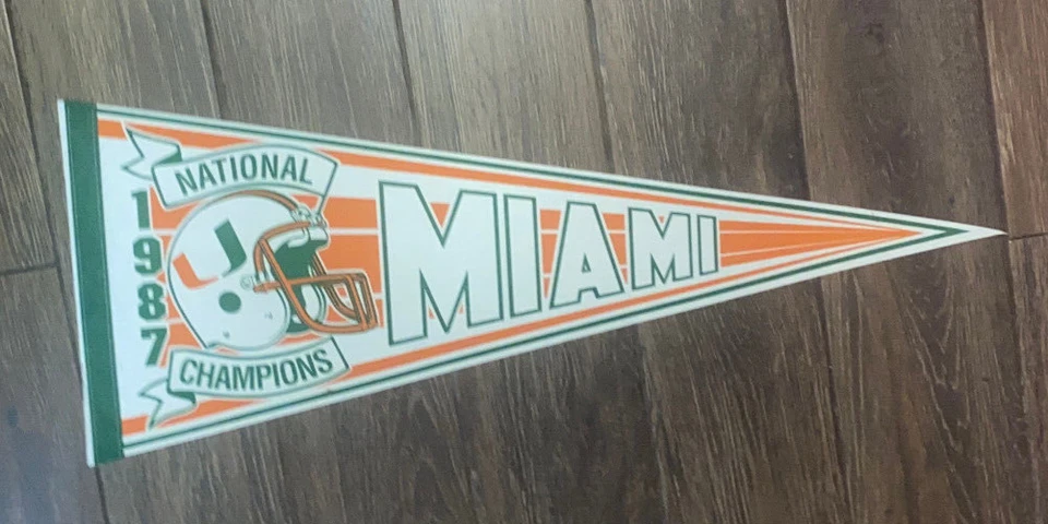 Vintage 1987 Miami Hurricanes College NCAA Football National Champions Pennant - Image 1 of 1