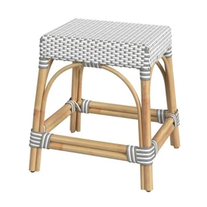 Butler Robias Rattan Rectangular 18" Dining Stool, Gray/White Dot - 5746266 - Picture 1 of 1