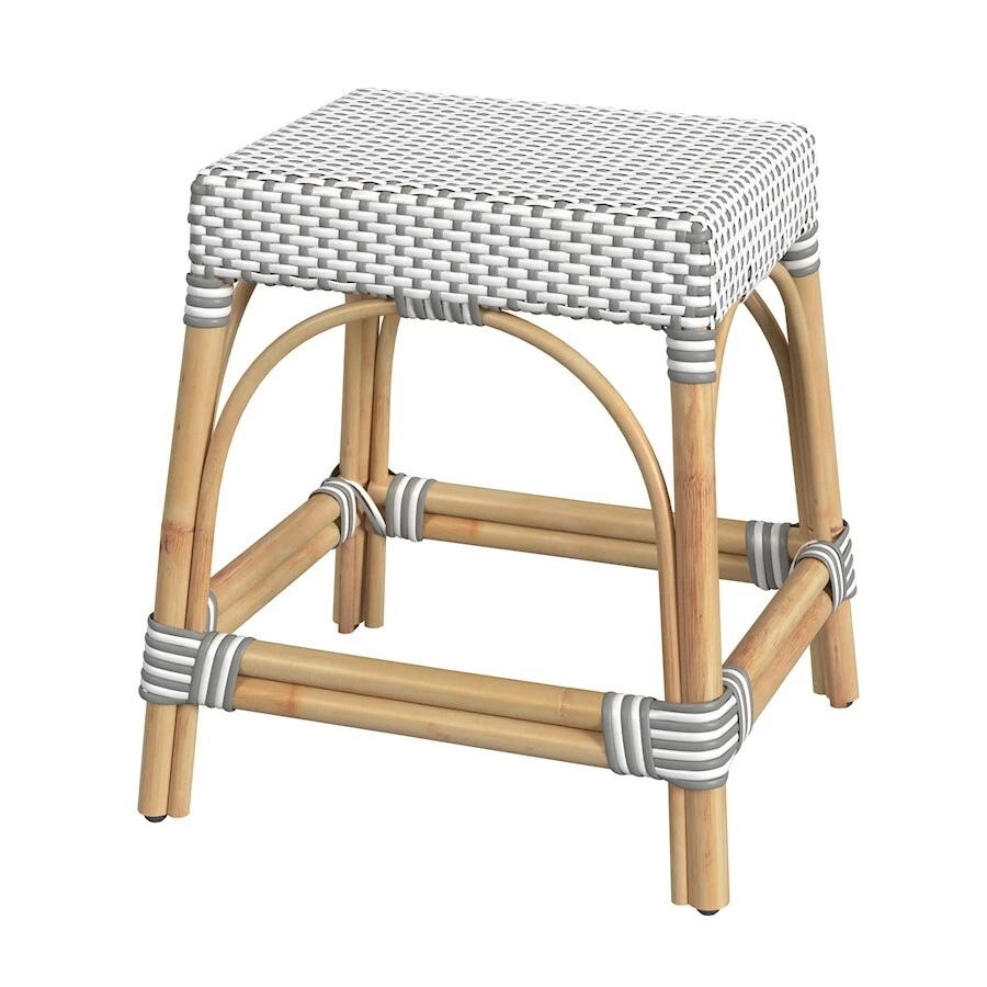 Butler Robias Rattan Rectangular 18" Dining Stool, Gray/White Dot - 5746266 - Image 1 of 1