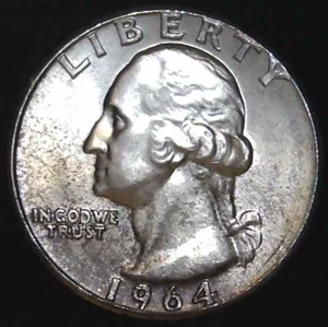 1964-P 25C Washington Quarter UNC 90% Silver 25soc0526 - Picture 1 of 2
