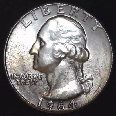 1964-P 25C Washington Quarter UNC 90% Silver 25soc0526 - Image 1 of 2