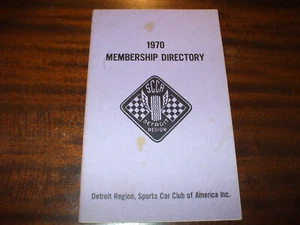SCCA Sports Car Club of America Detroit Region 1970 Membership Directory - Picture 1 of 7