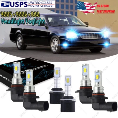 For Cadillac DeVille 2000-2005 - 8000K LED Headlight Hi/Lo + Fog Light Bulbs Kit - Image 1 of 4