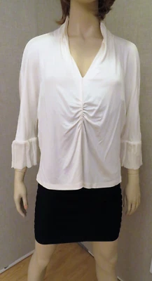 Blusa Max Mara Blanca Tejida Gasa Seda Talla XL Top Camisa Túnica Mangas Campana Nueva Foto 1 de 4