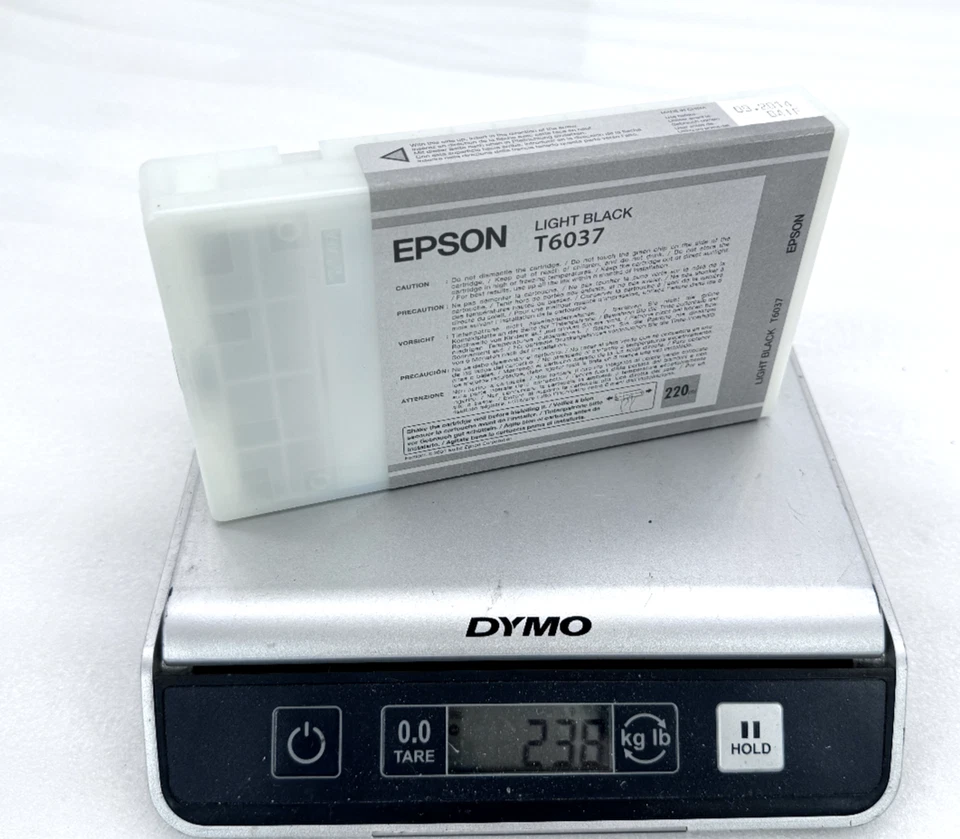 2  EPSON T6037 -  220ML LIGHT BLACK - INK STYLUS PRO 7800 7880 9800 9880 used - Image 1 of 4