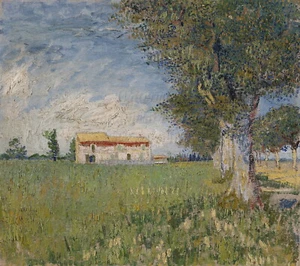 VINCENT VAN GOGH Art Poster or Canvas Print "Boerderij in een korenveld" - Picture 1 of 1