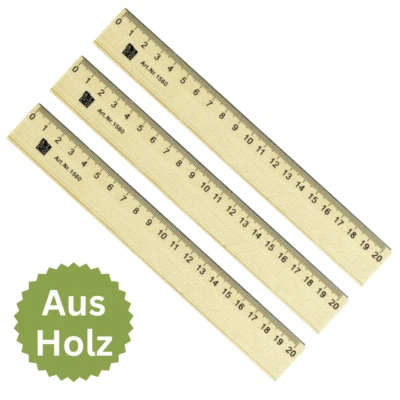 3 x Alco Lineal Maßstab aus Holz 20cm Holzlineal mit mm-Teilung - Bild 1 von 2