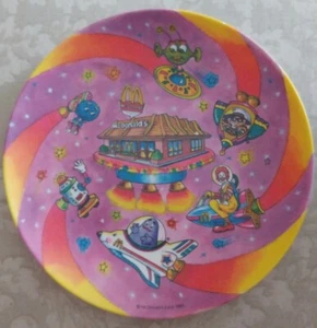 VTG McDonalds Kids Plate 1985 Ronald Grimace Hamburgler Cosmic Space Colorful - Picture 1 of 3
