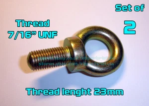 Set of 2 Harness Eyebolts 7/16” UNF Seat Belt Bolt 23mm For Snap Hook Motorsport - Picture 1 of 2