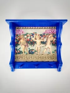 Vintage Cherub Wooden Shelf Coat Rack Wall Decor Artist Painted Victorian Angels - Picture 1 of 9